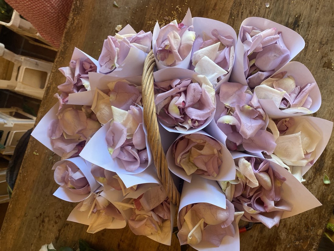 Cornet de pétales de roses